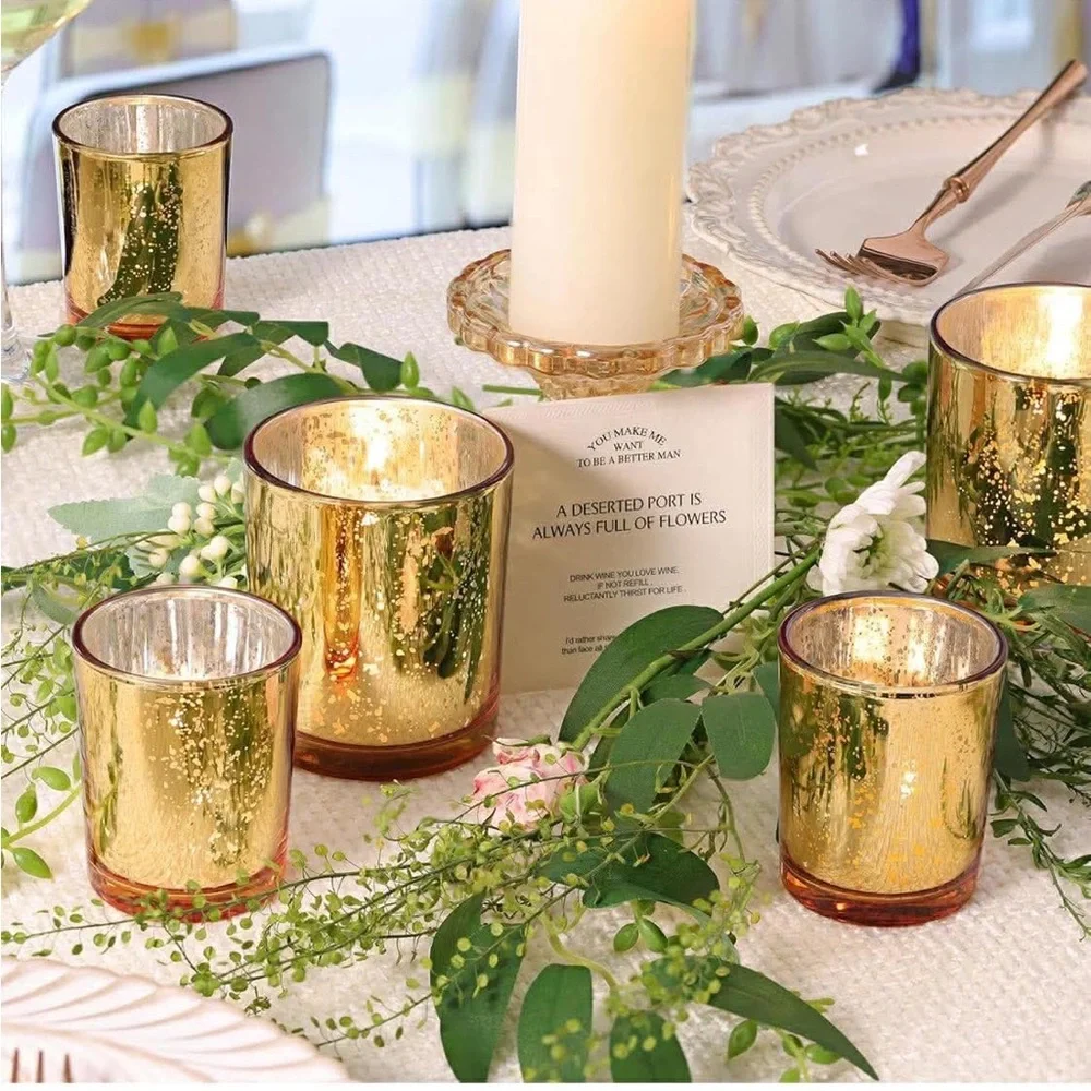 Elegant Gold Holiday Candle Holders. $3
